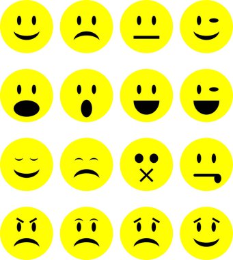 Sarı Emoji Gülümseyen Yüzler Vektörü