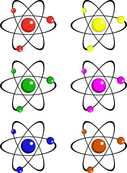 Atom Set Six Color — стоковый вектор