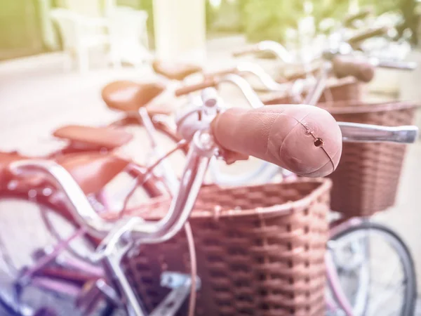 Close Old Bicycle Hand Parking Street Image Retro Style — стоковое фото