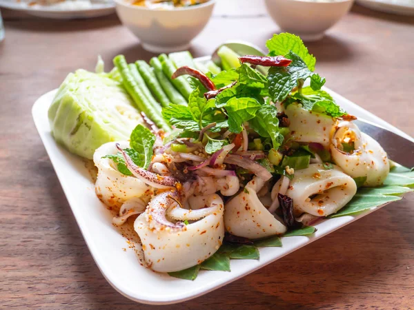 Squid Spicy Salad with Herbs — Stock Photo, Image