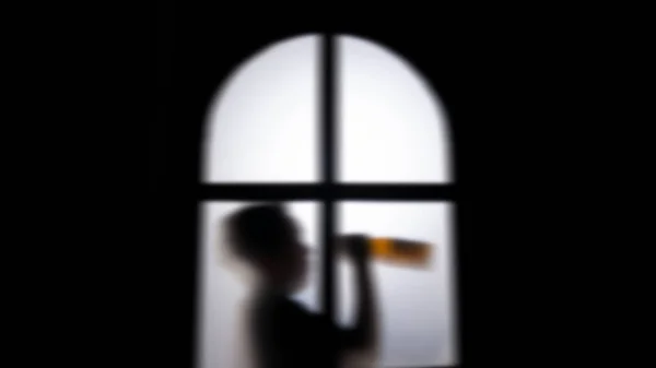 Shadow the drunk man behind the door — Stock Photo, Image