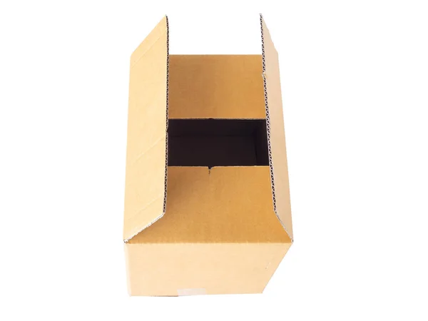 Одна Картонна Коричнева Коробка Ізольована Білому Тлі — стокове фото
