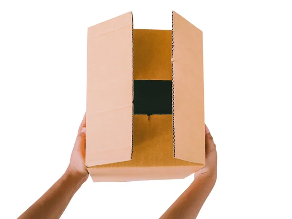 Ręczne brązowe pudełko — Zdjęcie stockowe