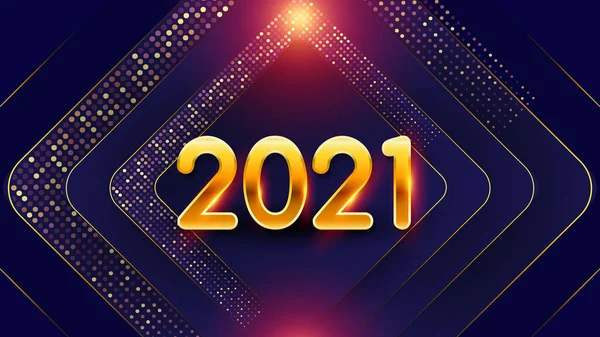 2021 Yılbaşı Tatili Geçmişi Festive Geometrik Mor Vektör Arkaplan Altın — Stok Vektör