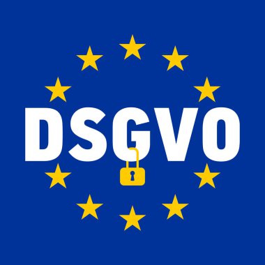 Almanca metin: DSGVO - AB-Datenschutz Grundverordnung. Vektör illüstrasyonu