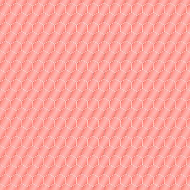 Bal peteği pembe arka plan. Geometrik dokunun vektör çizimi. Ağ, baskı, duvar kağıdı, ambalaj, moda kumaşı, tekstil tasarımı için kusursuz altıgen deseni