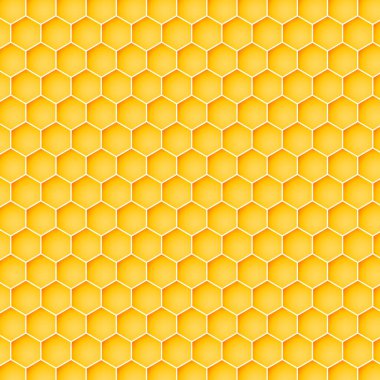Arı kovanından bal peteği arkaplanı. Geometrik dokunun vektör çizimi. Web, baskı, duvar kağıdı, ambalaj, moda kumaşı, tekstil tasarımı, davetiye kartı için kusursuz altıgen deseni