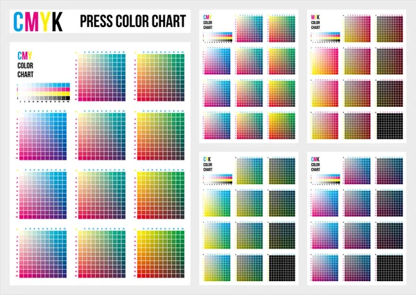 Cmyk Press Color Chart Vector Color Palette Cmyk Process Printing — Stock Vector