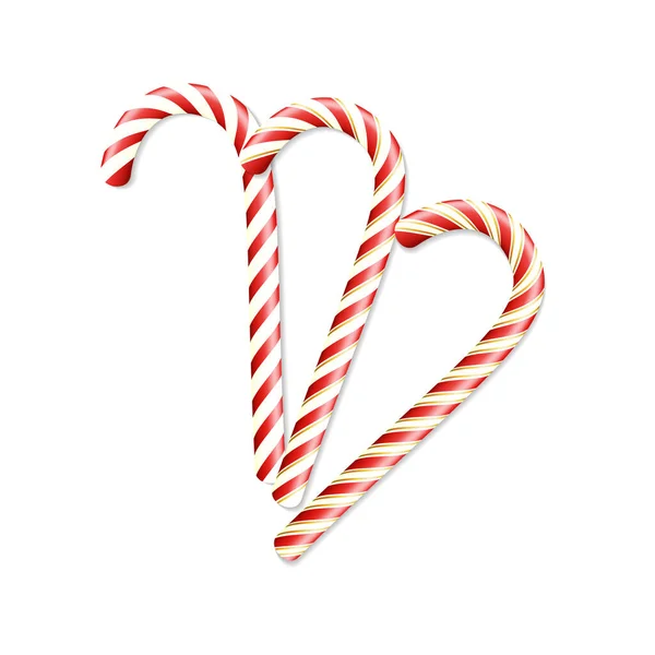 现实的圣诞糖果手杖在白色背景下被隔离 圣诞节矢量图解 — 图库矢量图片