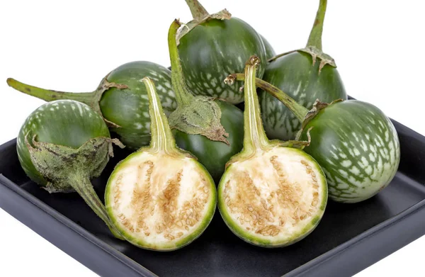Thai Eggplant - scintific name is (Solanum virginianum L.), half — Stock Photo, Image