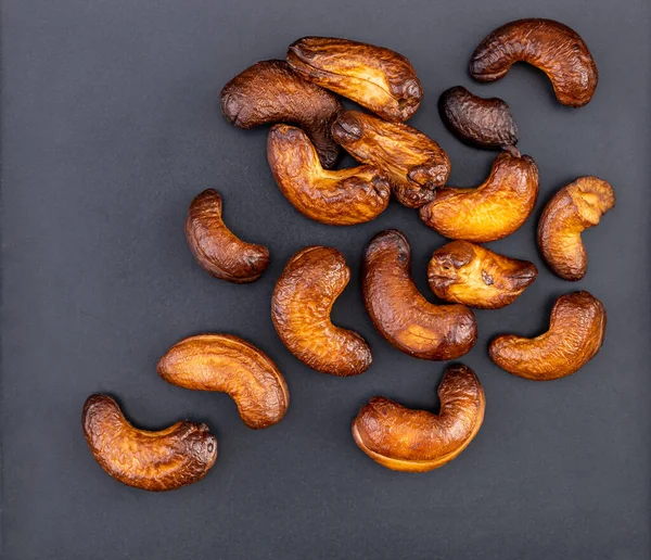 Cashew Nuts Roasted Burnt Overcooked Black Dark Brown Flavor Too — Stock Photo, Image