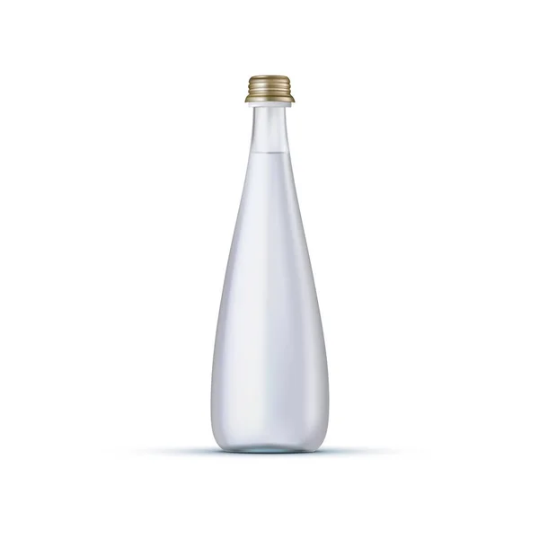 Glasflasche Mit Mineralwasser Nahaufnahme Isoliert Auf Weißem Hintergrund Vektorillustration — Stockvektor