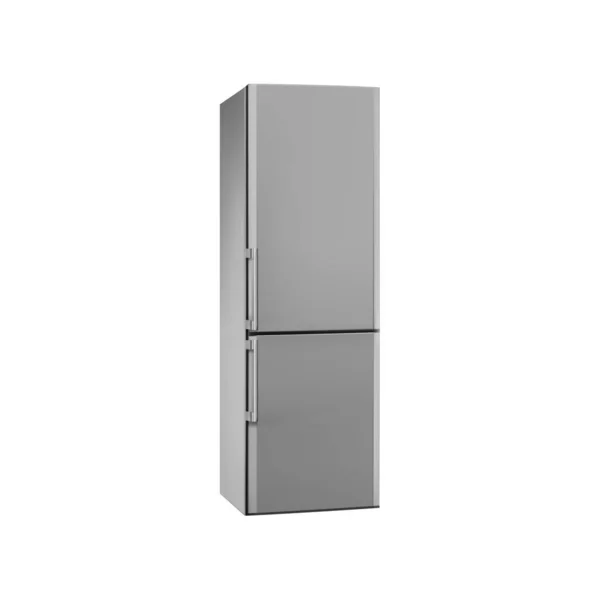 白い背景に隔離された現代の金属冷蔵庫 ベクトルイラスト — ストックベクタ