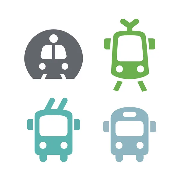 Les icônes signent les transports publics simples. Tramway de trolleybus de métro. Très élégant à la mode Dans un style. Illustration vectorielle papier plat — Image vectorielle
