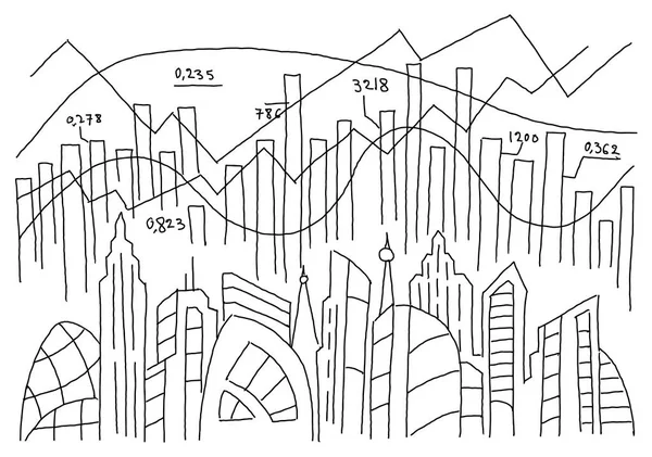 都市情報のグラフ図のスケッチ。インフォ グラフィック フリーハンド. — ストックベクタ