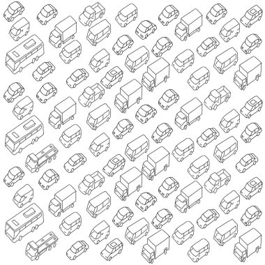 Sketch traffic jam car plug transport highway. Hand drawn black line clipart