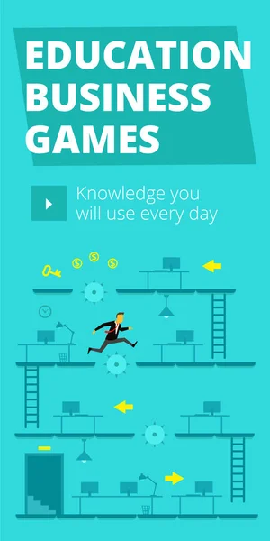 Education business games. Training game and competition. Vertical banner standard web size.