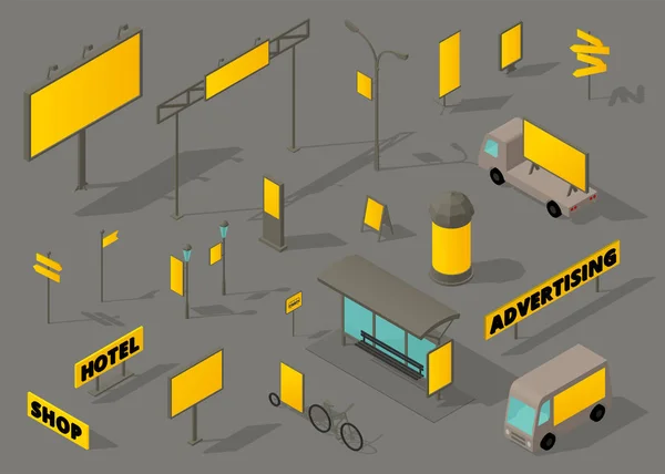 Outdoor out-out-of-home advertising media Isometric set. Форматы OOH . — стоковый вектор