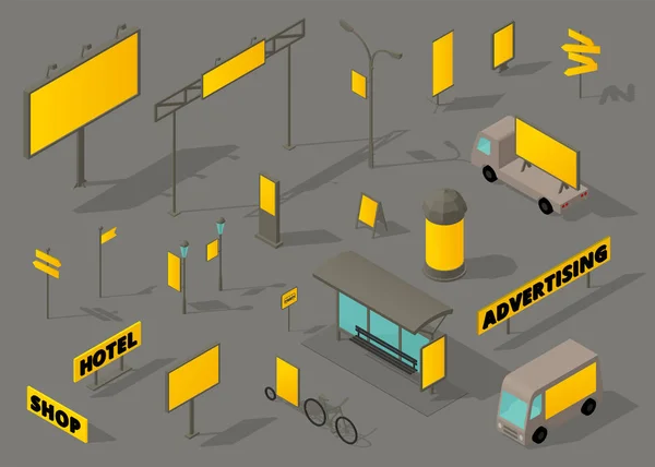 Support publicitaire extérieur Isometric set. Formats OOH . — Image vectorielle