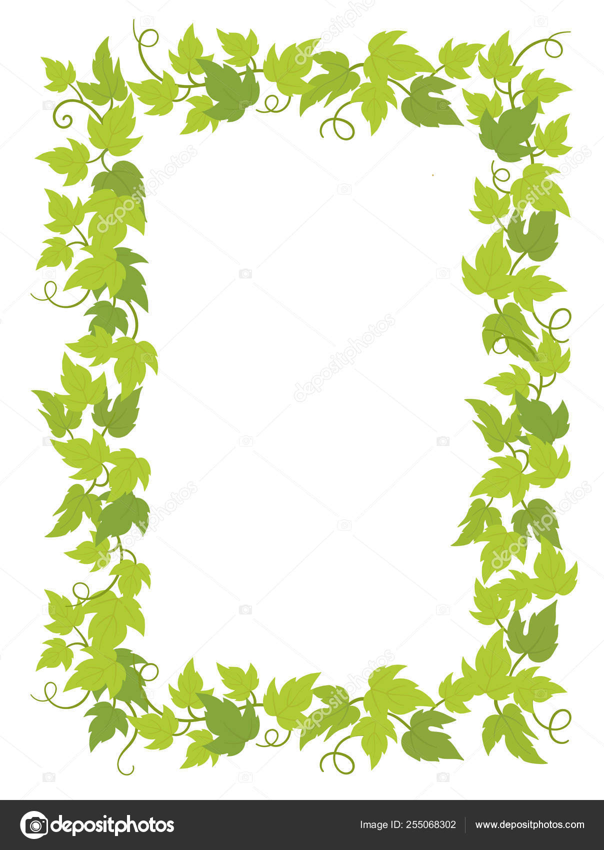 Vinhas planta quadro A4 folha lista de vinhos. Moldura de uva de borda  retangular. Espaço para o nome do texto ou logotipo. Vector plana  Ilustração. Folhas verdes. Espaço de cópia . Vetor, image size:1208x1700