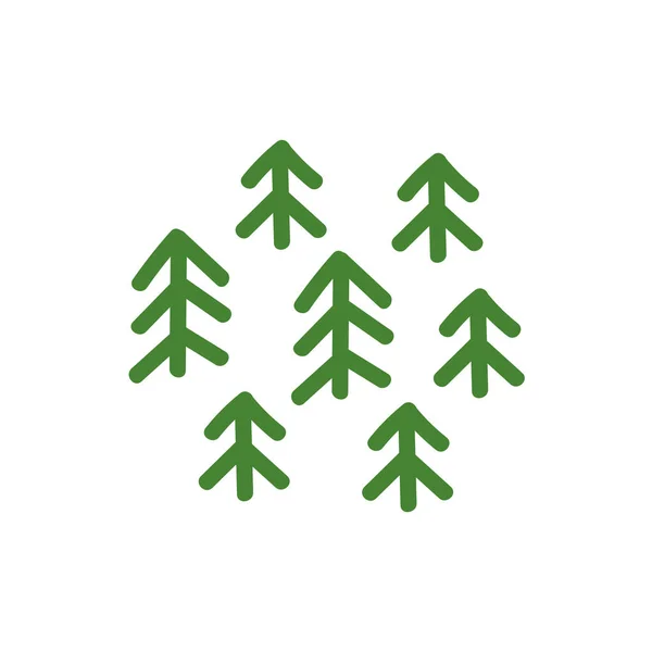 Forêt d'épinettes vertes. Désignation cartographique. Icône ou logo des plantes. Ecologie pureté et nature. Parc national . — Image vectorielle