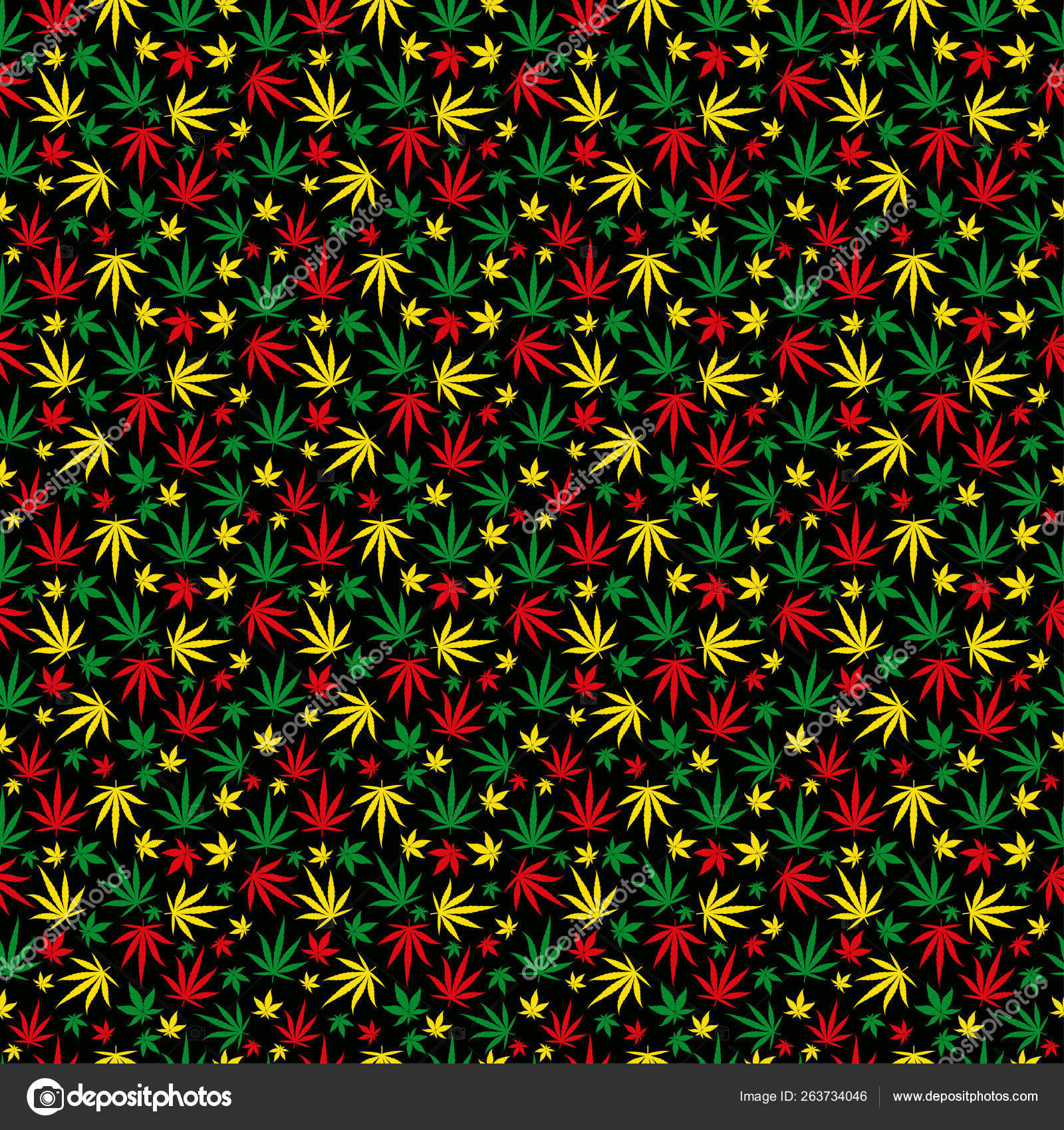 Rasta pattern seamless background. Reggae jamaican ornament. Marijuana