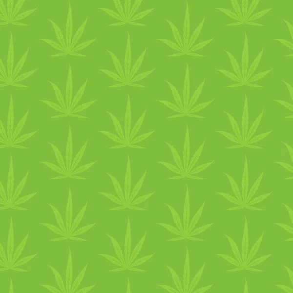 Marijuana gröna blad på en ljusgrön bakgrund. Rasta mönster. Cannabis hampa mall fyllning. Vektor platta kvadrat ClipArt. — Stock vektor