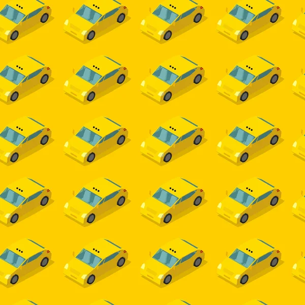 Patrón de coche de taxi público sin fisuras. Cabina sobre fondo amarillo. Concepto de servicio de taxi. Ilustración vectorial . — Archivo Imágenes Vectoriales
