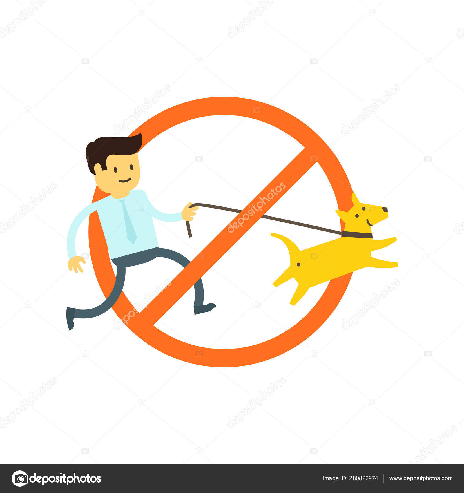 No dogs allowed. Dog walking is prohibited. Sign of the ban in the park