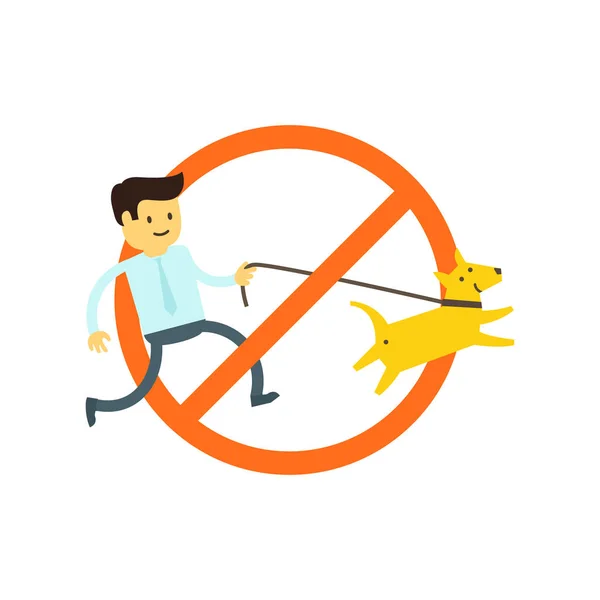 No se permiten perros. Pasear perros está prohibido. Señal de la prohibición en el parque. No se permite entrada . — Vector de stock