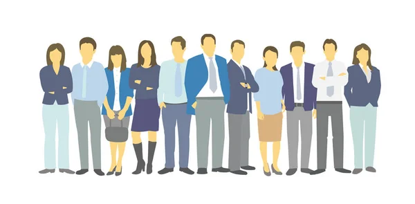 Eine Reihe von Geschäftsleuten. Unternehmensgruppe Menschen Unternehmen Teamwork. Gruppe von Arbeitern. Männer und Frauen. farbenfroher flacher Vektor. — Stockvektor