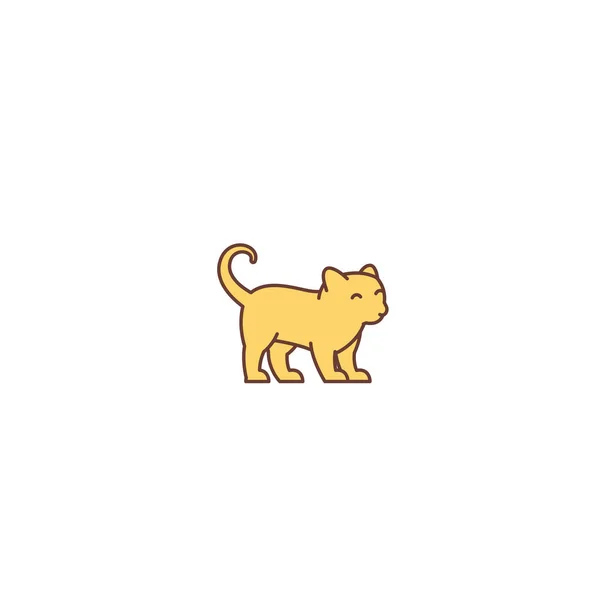 Cute little young ginger kitten. Logo or icon. Cat pet shop. Vector illustration. — Stock Vector