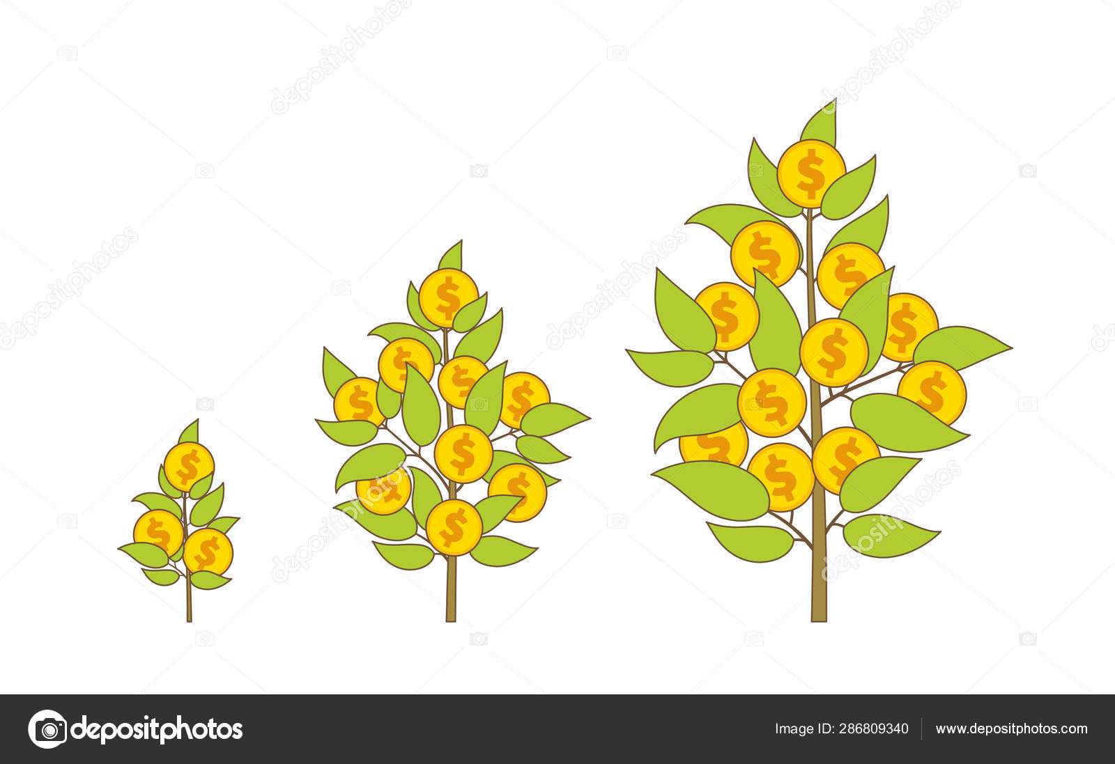 Money tree grows. Grow Investments. Contribution at interest. Make ...