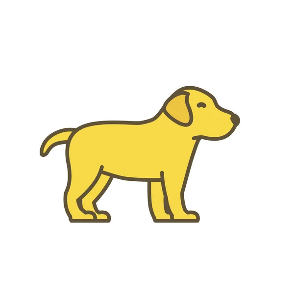 Lindo cachorro. Animales domésticos. Joven Labrador retriever. Cachorro amarillo con línea de contorno. Ilustración vectorial . — Vector de stock