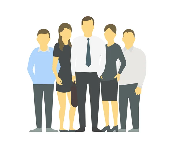 Un grupo de personas, trabajadores del equipo de negocios. Trabajo en equipo. Hombres y mujeres. Vector plano . — Archivo Imágenes Vectoriales