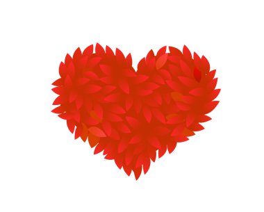 Kırmızı gül yaprakları kalp. Yaprak çalıbir kalp kırmızı şeklinde bırakır. Aşk romantizm tasarımı. Kalın çalılıkçalılar çalılar.