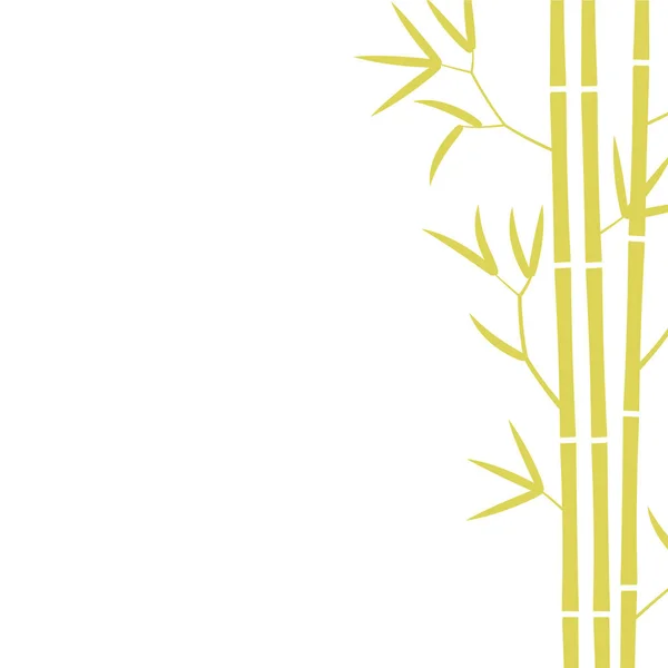 Шаблон тла карток бамбука. Бамбукові або бамбукові рослини фону. Простір для тексту. Бамбукові жовті листя і стебло. Декоративний плоский вектор силует Ілюстрація . — стоковий вектор