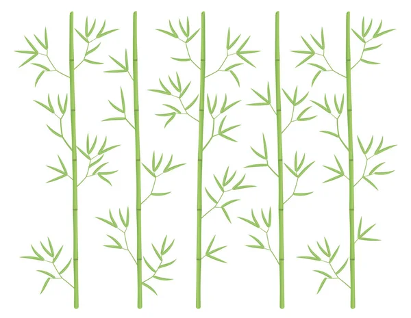 Fond de forêt de bambous. Bambous ou toile de fond de plante de bambusa. Feuilles et tige vertes de bambou. Décoratif plat vecteur couleur Illustration . — Image vectorielle