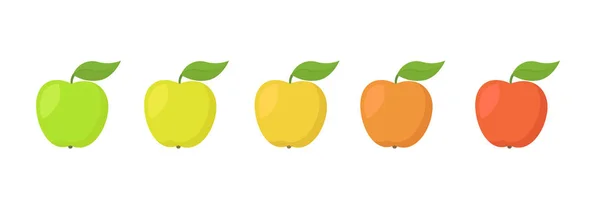 Tableau des stades de maturité des fruits de la pomme. Couleur gradation set plante. Du vert au rouge dégradé. Période d'animation progression . — Image vectorielle