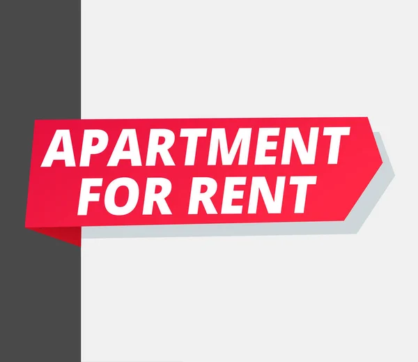 Apartment for rent. Ribbon arrow on the corner of page. Word on red ribbon headline. Red tape text title. Vector flat color Illustration . — Stock Vector