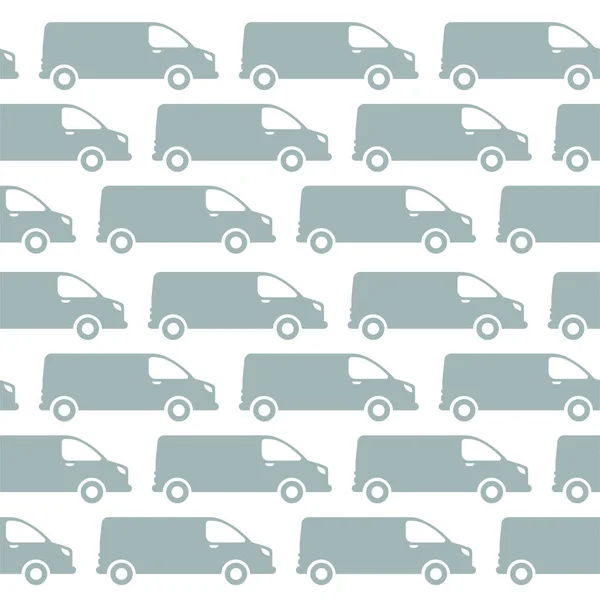 Minivan delivery seamless pattern background. Cargo van car. Shipping company. Gray silhouette vector. — Stock Vector