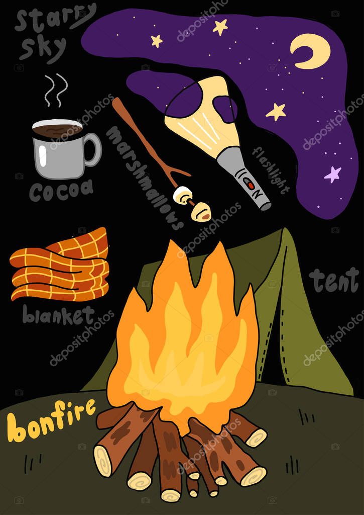 Camping Tent Campfire Night Travel Tourism Summer Bonfire Vacation Night Sky Hand Drawn Sketch Vector Cartoon Illustration Clipart Larastock Camping Tent Campfire Night Travel Tourism Summer Bonfire Vacation Night Sky Hand Drawn Sketch Vector Cartoon Illustration Clipart Larastock