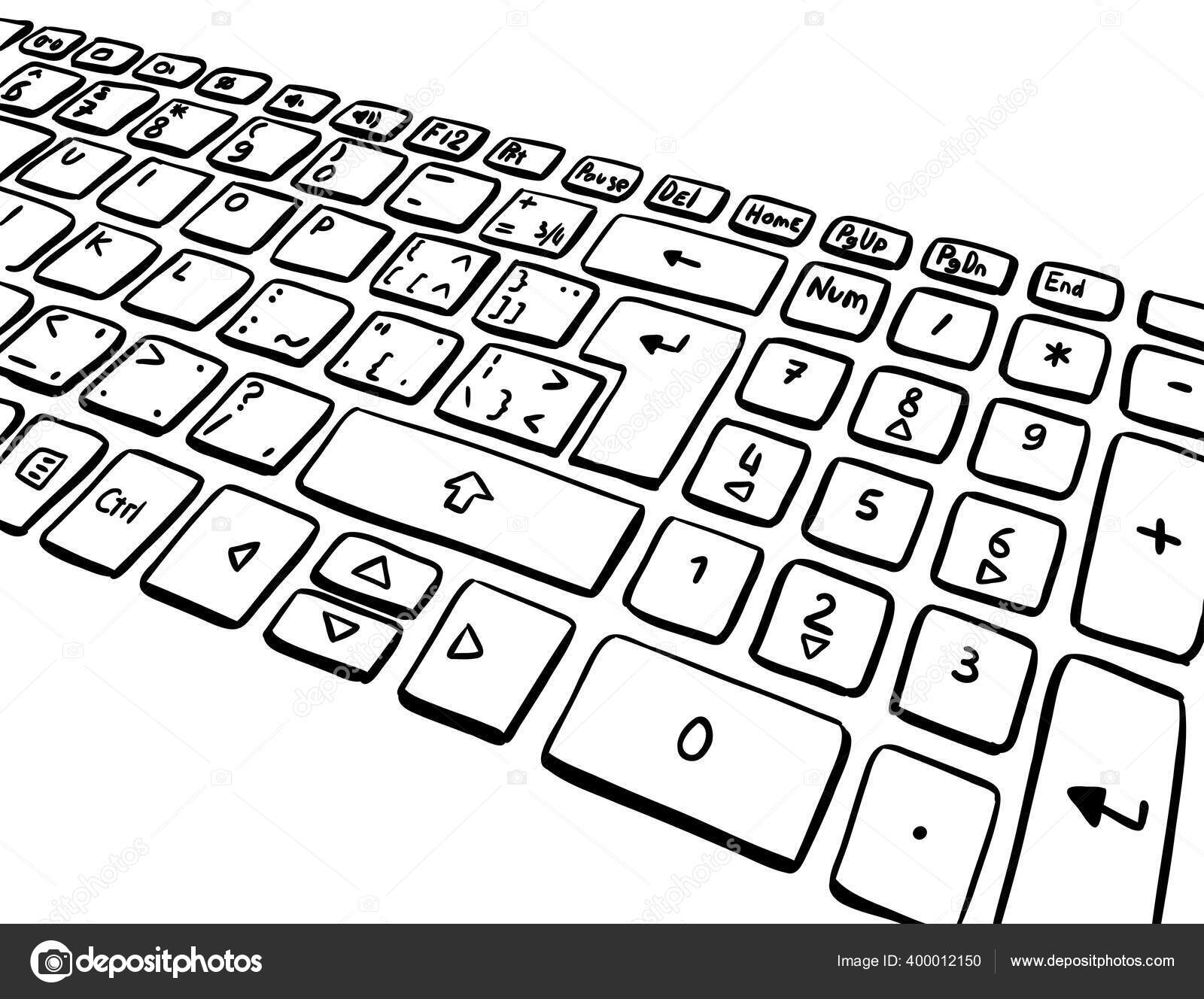 键盘键草图。输入钥匙。黑白画。可打印的信字符符号。直线矢量说明. 图库矢量图©ilyakalinin 400012150