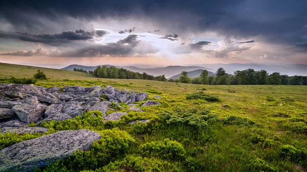 Sonnenuntergang Den Bergen Frühherbst — Stockfoto