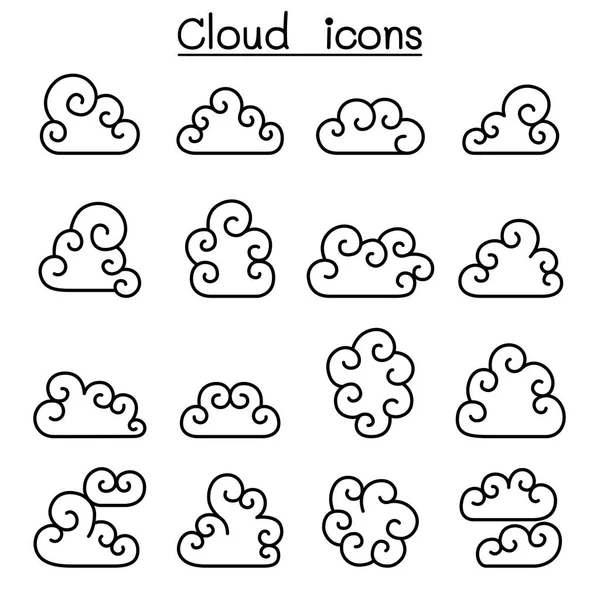 Icône Curl Cloud Dans Style Ligne Mince — Image vectorielle