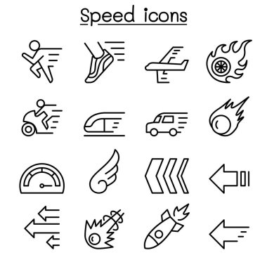 İnce çizgi stilinde hız Icon set