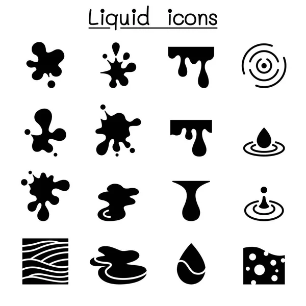 Icono Líquido Conjunto Vector Ilustración Diseño Gráfico — Vector de stock