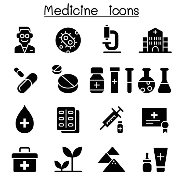 Icono Medicina Conjunto Vector Ilustración Diseño Gráfico — Vector de stock