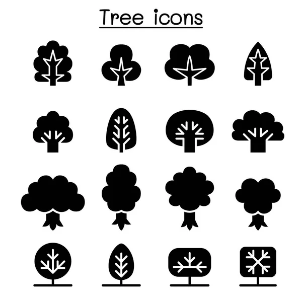 Ícone Árvore Conjunto Vetor Ilustração Design Gráfico — Vetor de Stock