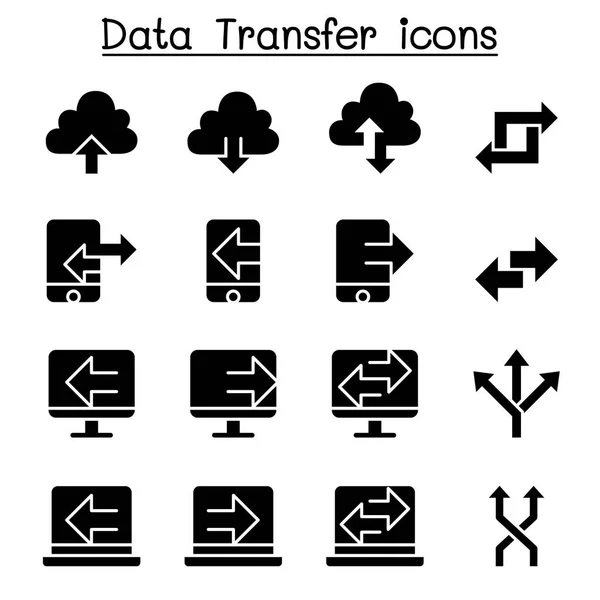 Ensemble Icônes Transfert Données Informatiques — Image vectorielle